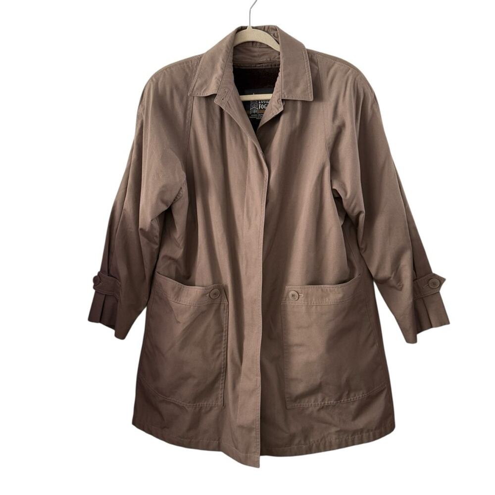 London Fog 8 Regular Brown Heavyweight Trench Coat Zip Out Overcoat Classic